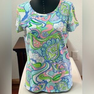 LILLY PULITZER SHORT SLEEVE TOP SHIRT BLOUSE WOMEN SIZE SMALL EXCELLENT COND